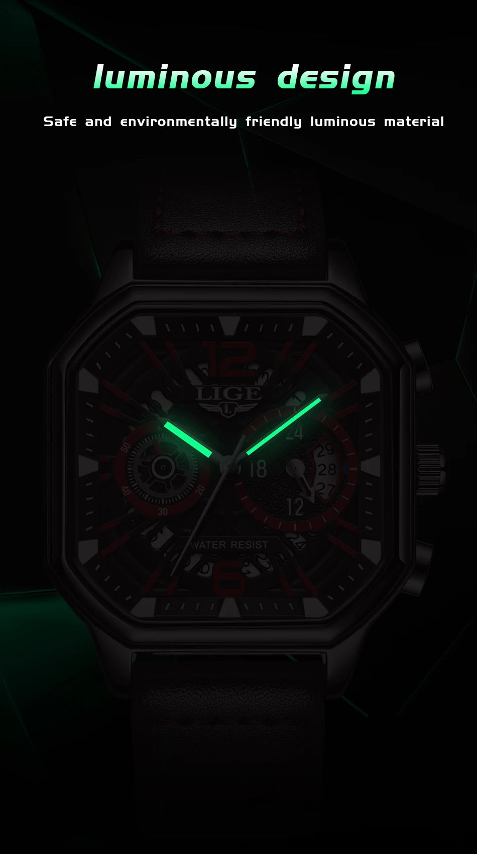 LIGE Fashion Mens Watch Leather Clock Brand Luxury Sport Chronograph Quartz Watches For Men Wrist Watch Relogios Masculino+Box