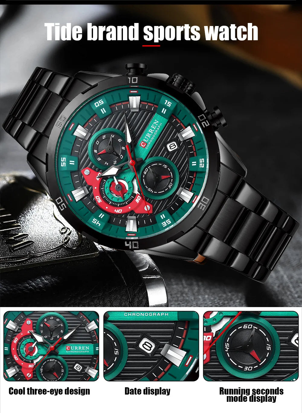 CURREN 8402 Men's Stainless Steel Watch Creative Fashion Luminous Dial with Chronograph Leisure Luxury Men's Watch reloj hombre