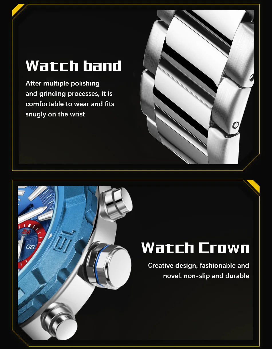 LIGE Fashion Luxury Watch for Men Top Brand Big Dial Waterproof Quartz Men's Watches Stainless Band Calendar Clocks Wristwatches