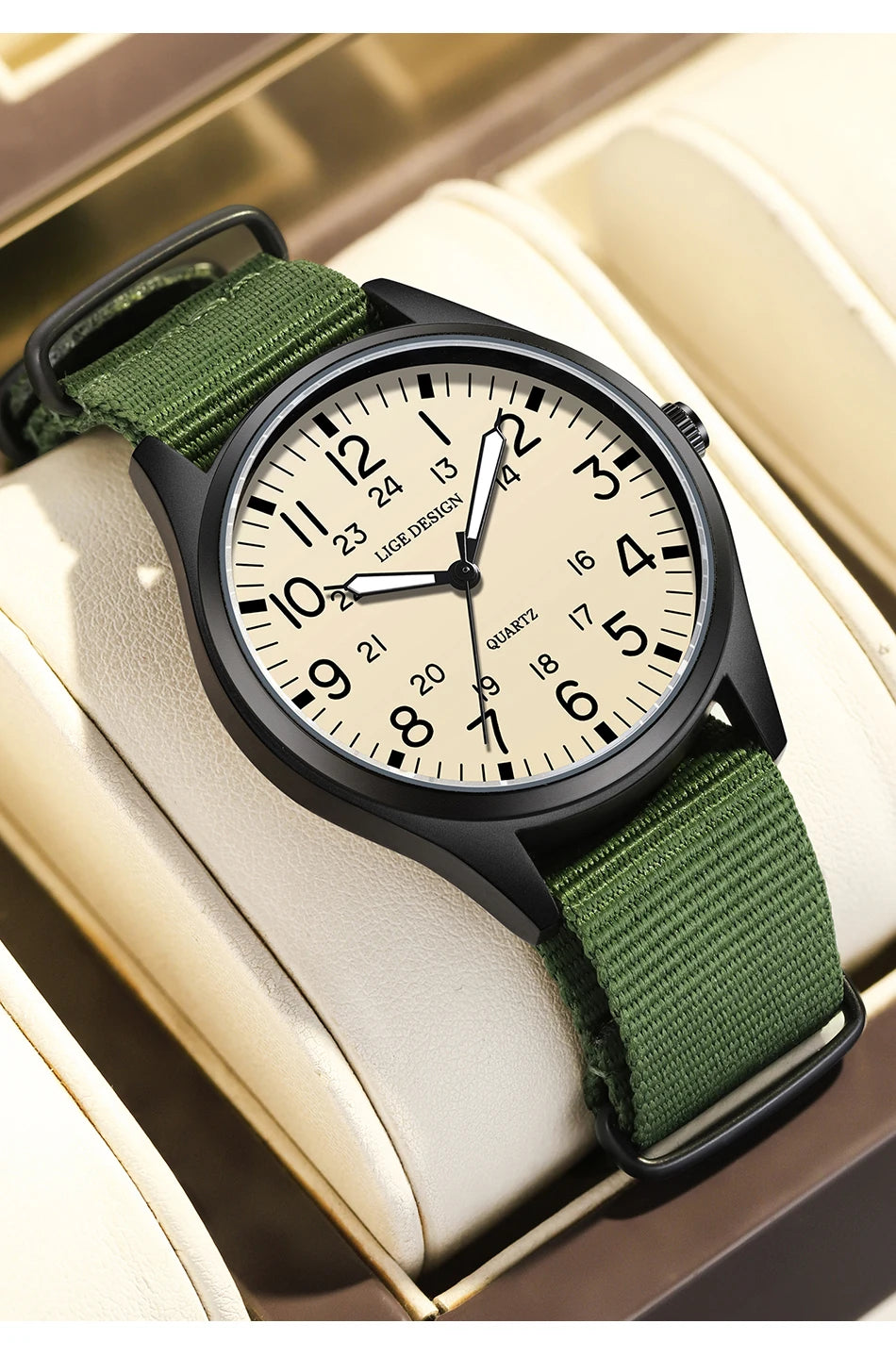 LIGE Original Top Quartz Watch Outdoor Sports Casual Simple Auto Date Clock Nylon Strap Waterproof Luminous Watches for Man Gift