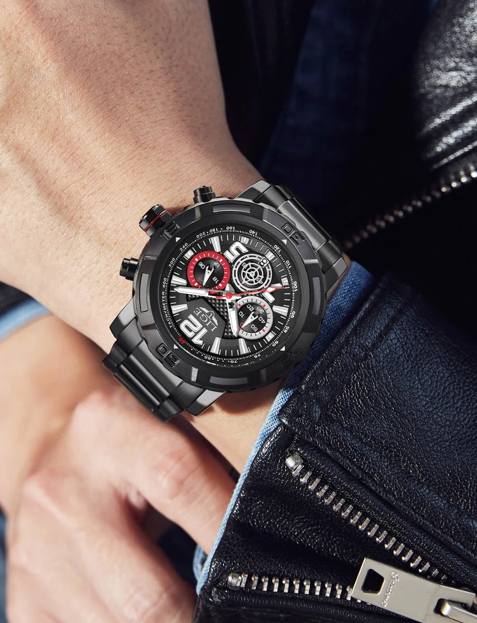 LIGE Fashion Luxury Watch for Men Top Brand Big Dial Waterproof Quartz Men's Watches Stainless Band Calendar Clocks Wristwatches