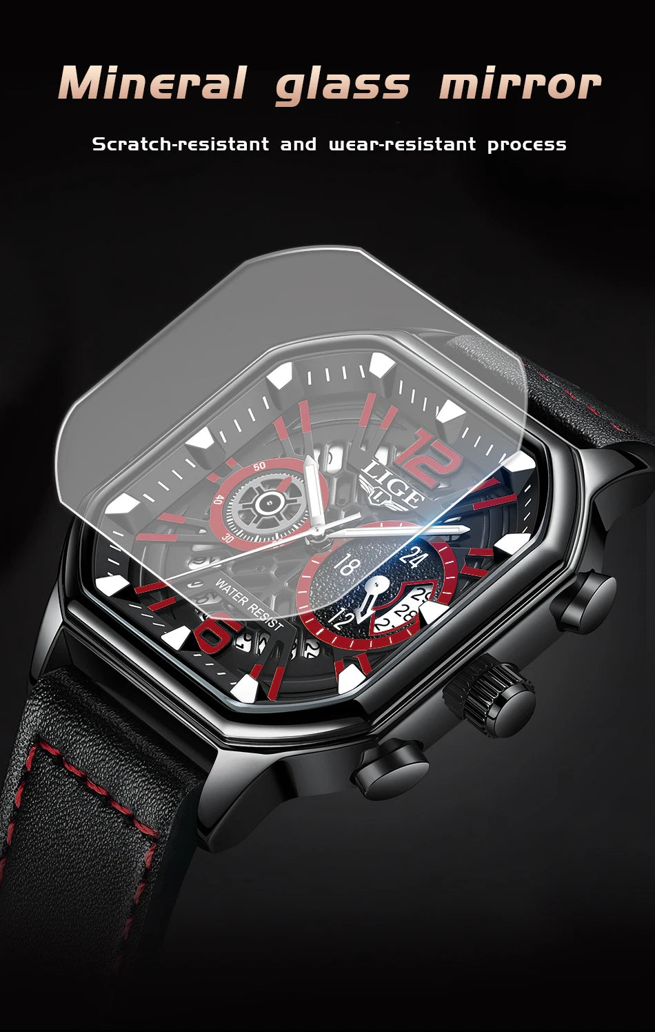 LIGE Fashion Mens Watch Leather Clock Brand Luxury Sport Chronograph Quartz Watches For Men Wrist Watch Relogios Masculino+Box