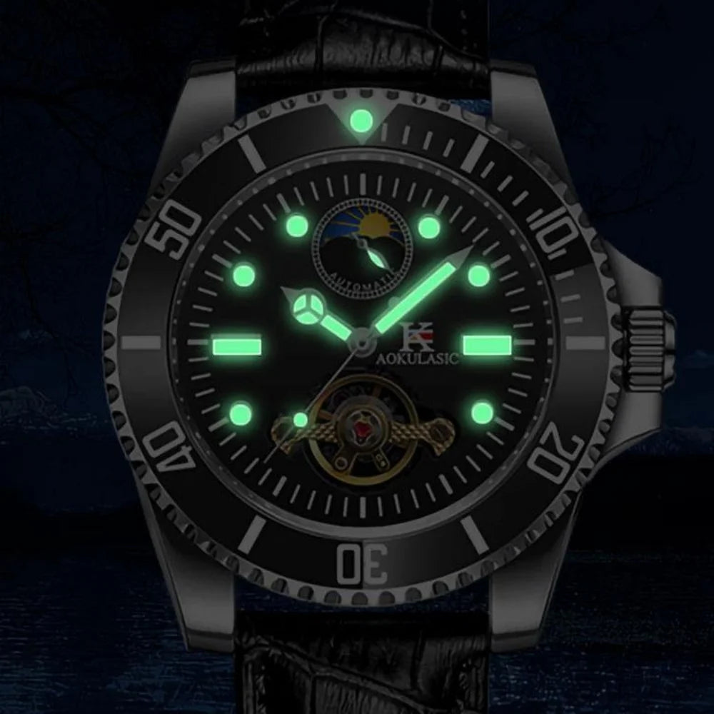 Series of Watches for Men, Fully Automatic Mechanical Watches, Hollow Design, Waterproof, High-End, Light Luxury, Fashionable, Business Casual, Simple, Stylish, Social, Young Men's Watches, Men's Models