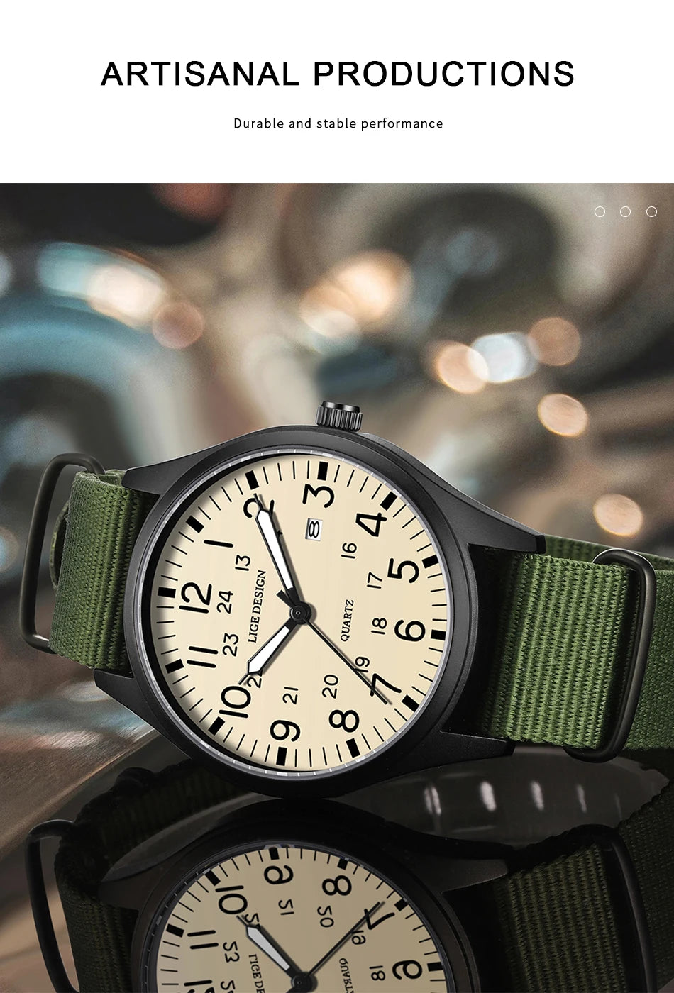 LIGE Original Top Quartz Watch Outdoor Sports Casual Simple Auto Date Clock Nylon Strap Waterproof Luminous Watches for Man Gift