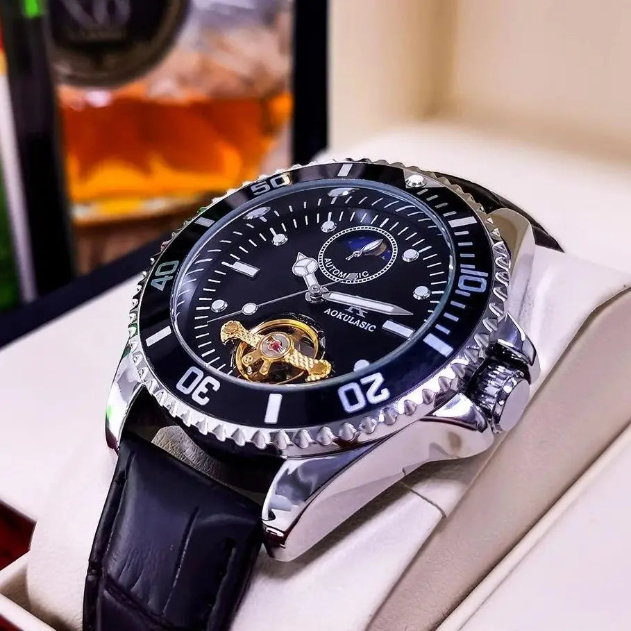 Series of Watches for Men, Fully Automatic Mechanical Watches, Hollow Design, Waterproof, High-End, Light Luxury, Fashionable, Business Casual, Simple, Stylish, Social, Young Men's Watches, Men's Models