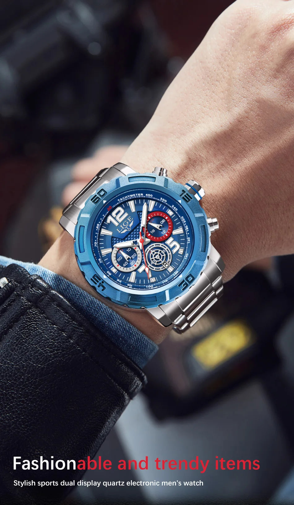 LIGE Fashion Luxury Watch for Men Top Brand Big Dial Waterproof Quartz Men's Watches Stainless Band Calendar Clocks Wristwatches