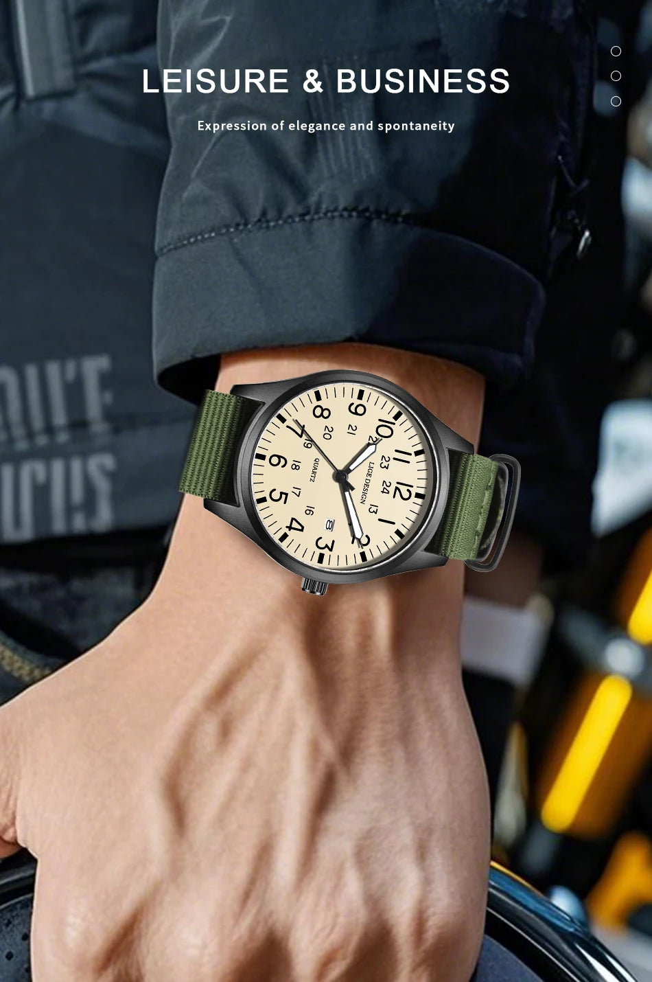 LIGE Original Top Quartz Watch Outdoor Sports Casual Simple Auto Date Clock Nylon Strap Waterproof Luminous Watches for Man Gift