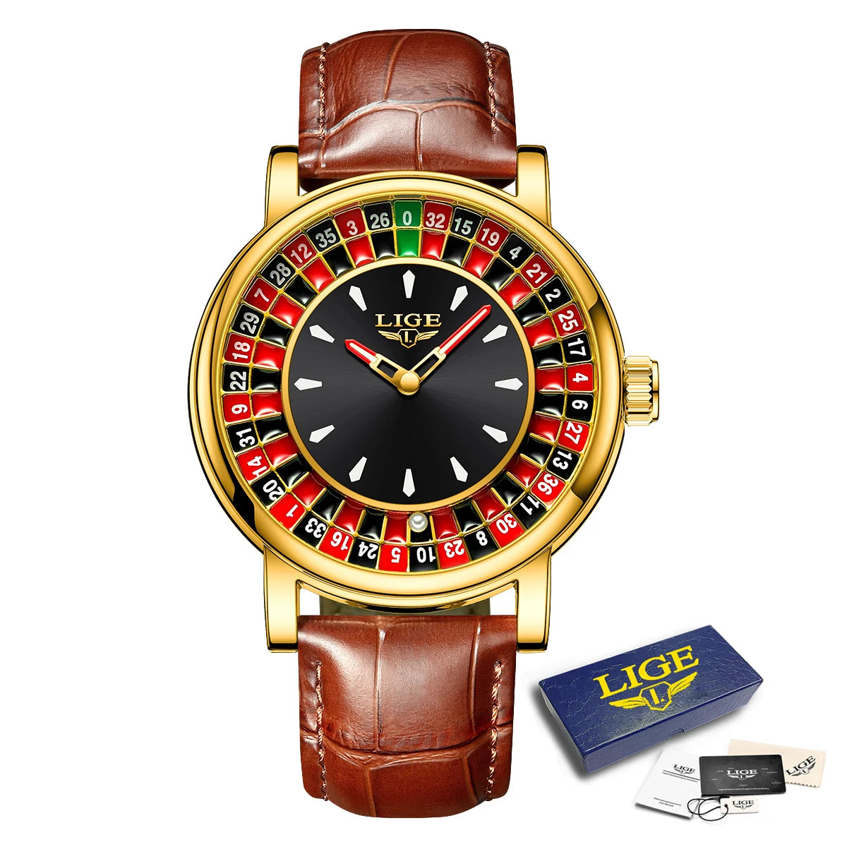 LIGE Creative Luxury Watches men Roulette Game Dial Fashion Mens Watch Waterproof Luminous Quartz Wristwatches Reloj Hombre
